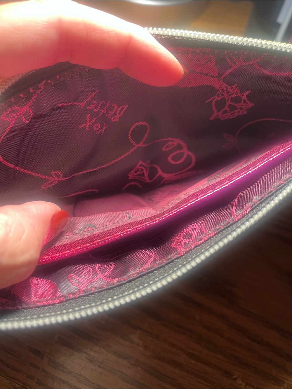 Betsey Johnson Metallic Fuchsia and Black Wristlet - Picture 6 of 7